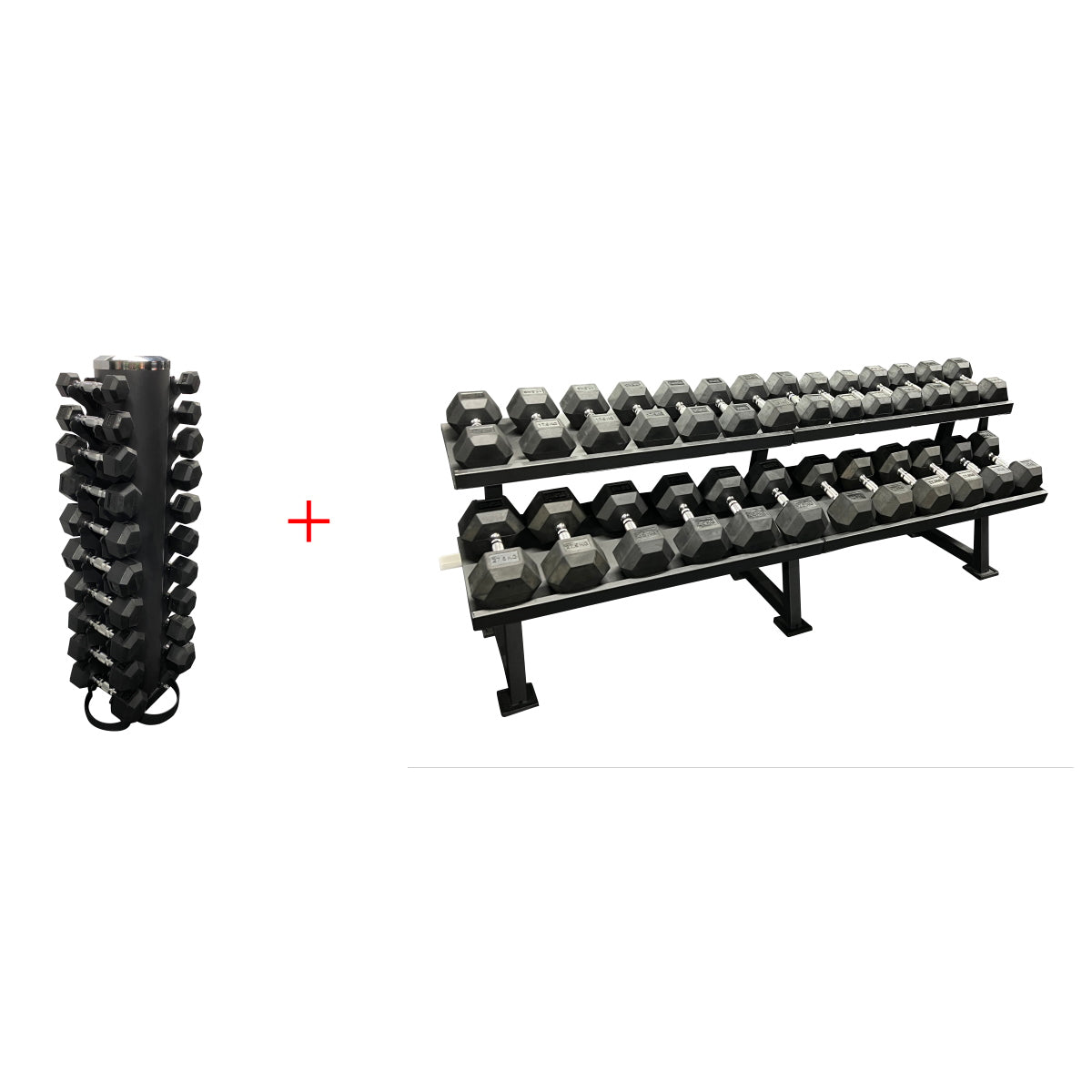 ヘックスラバーダンベル ストレートハンドル ハードクローム  固定式 1kg-40kg ジム開業おすすめセット