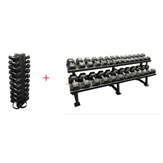 ヘックスラバーダンベル ストレートハンドル ハードクローム  固定式 1kg-40kg ジム開業おすすめセット