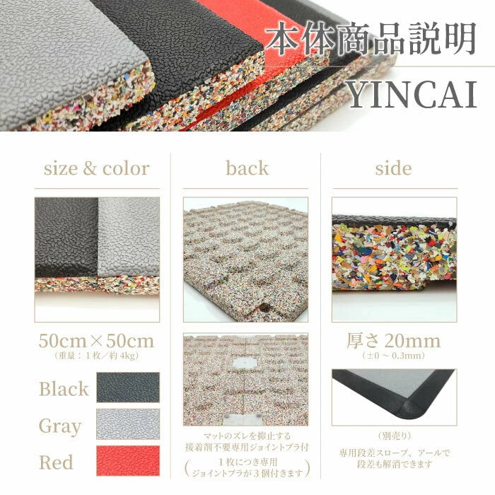SLDS セルデス YINCAI（インサイ）ゴムマット 20mm 50cm×50cm