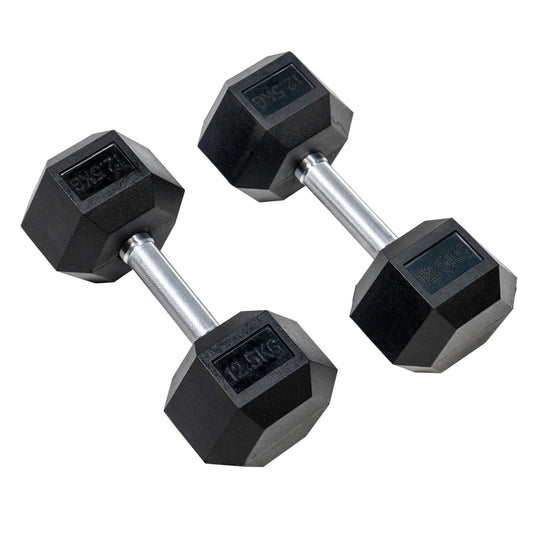 ヘックスラバーダンベル ストレートハンドル ハードクローム  固定式 12.5kg-50kg 各セット