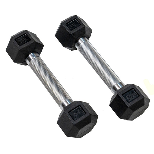 ヘックスラバーダンベル ストレートハンドル ハードクローム  固定式 1kg -10kg 各2個1組