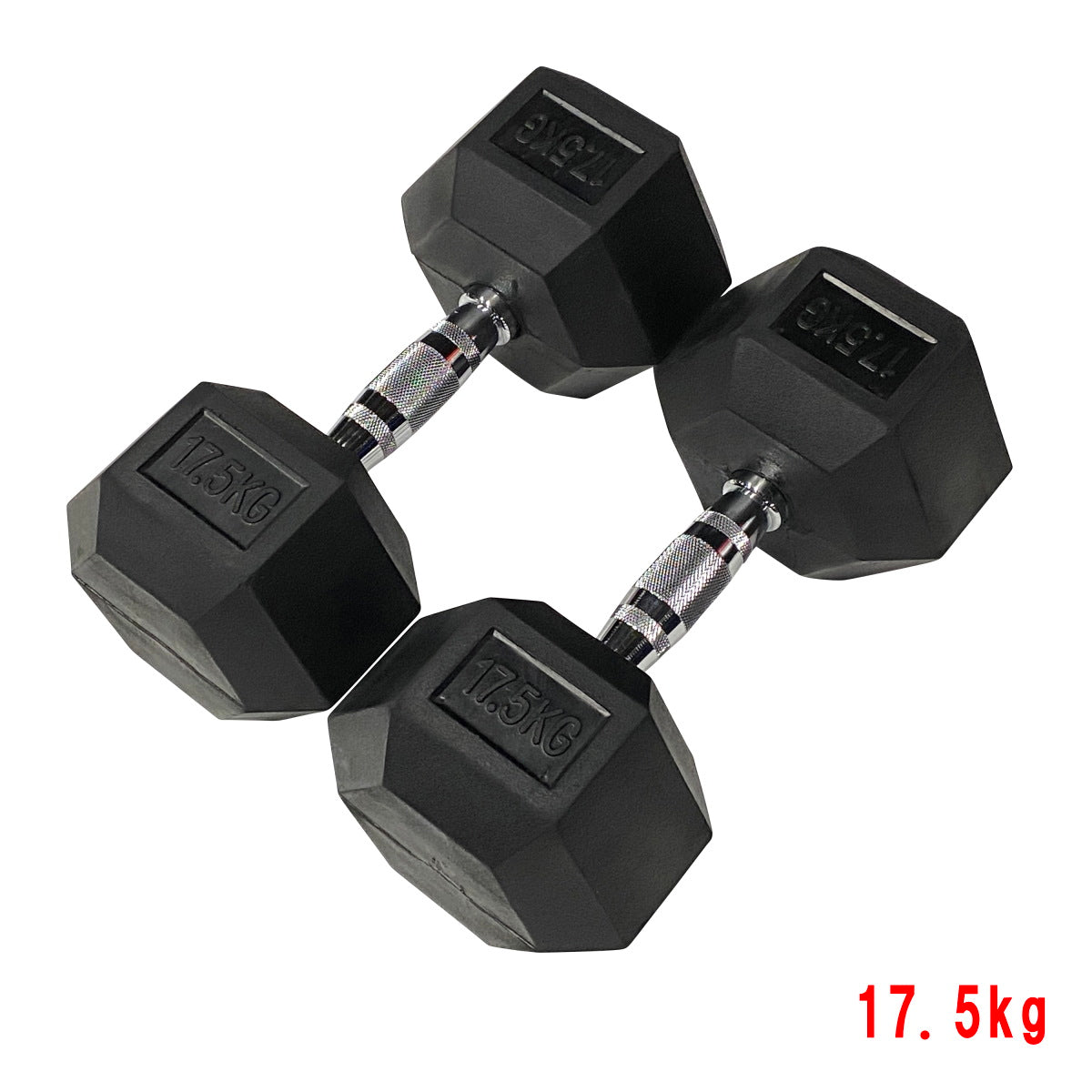 【単品販売】【長期在庫品】ヘックスラバーダンベル 固定式 1kg, 12.5kg, 15kg, 17.5kg, 22.5kg, 25kg, 27.5kg, 30kg, 37.5kg, 42.5kg, 47.5kg